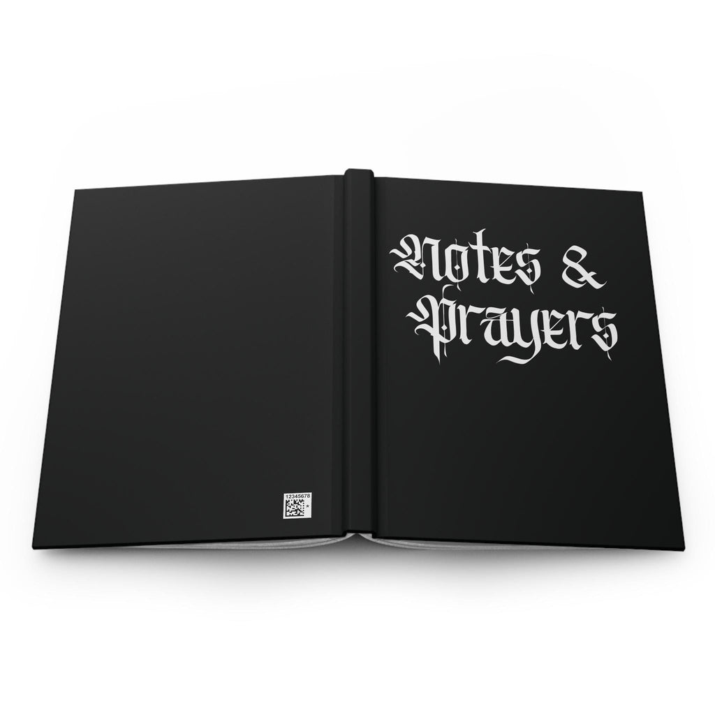 Notes & Prayers Hardcover Journal | Gothic Calligraphy, Black Matte
