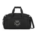 The Narrow Supply Co. Logo Gym Bag | Small Black Duffel, Split-Tone Gothic Design