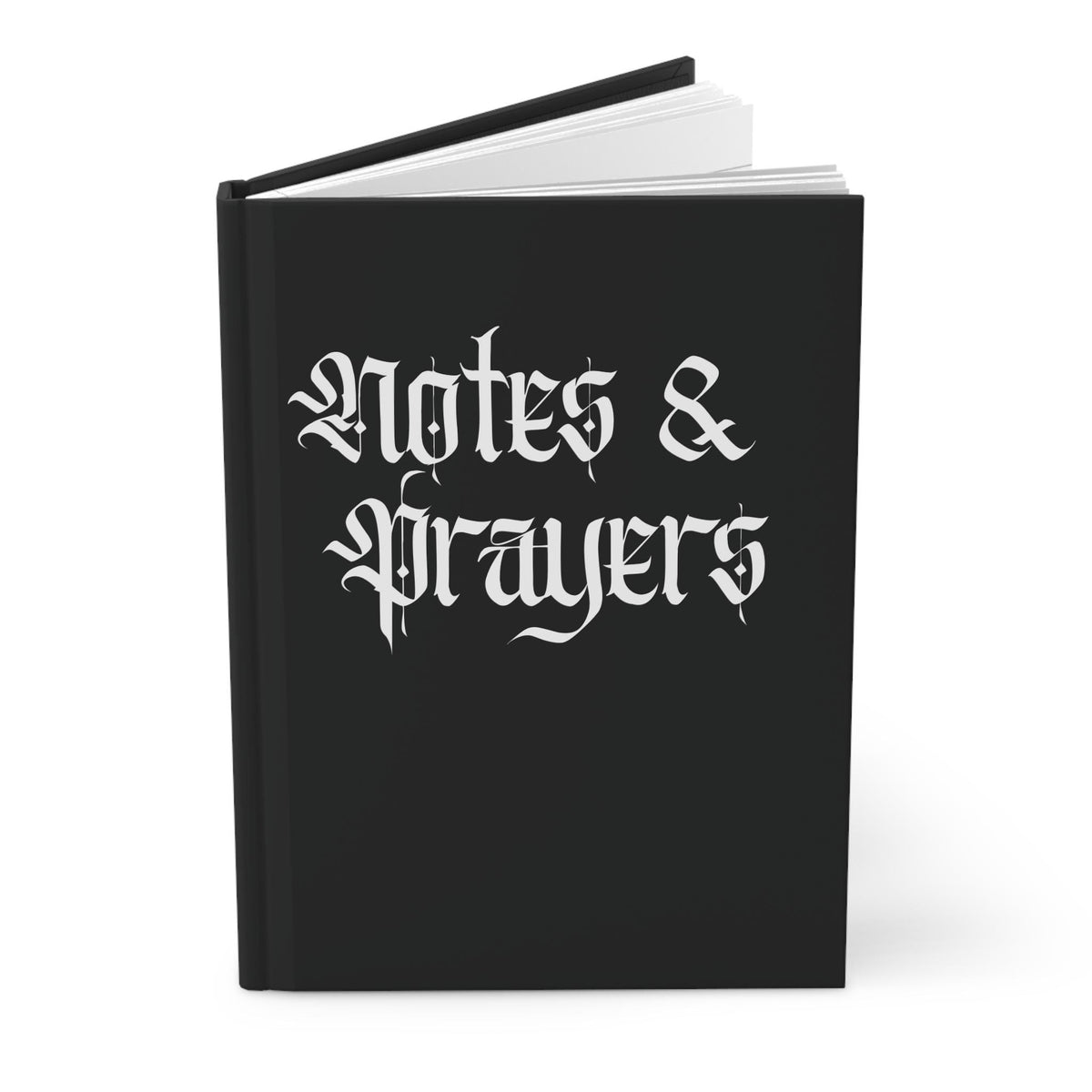 Notes & Prayers Hardcover Journal | Gothic Calligraphy, Black Matte