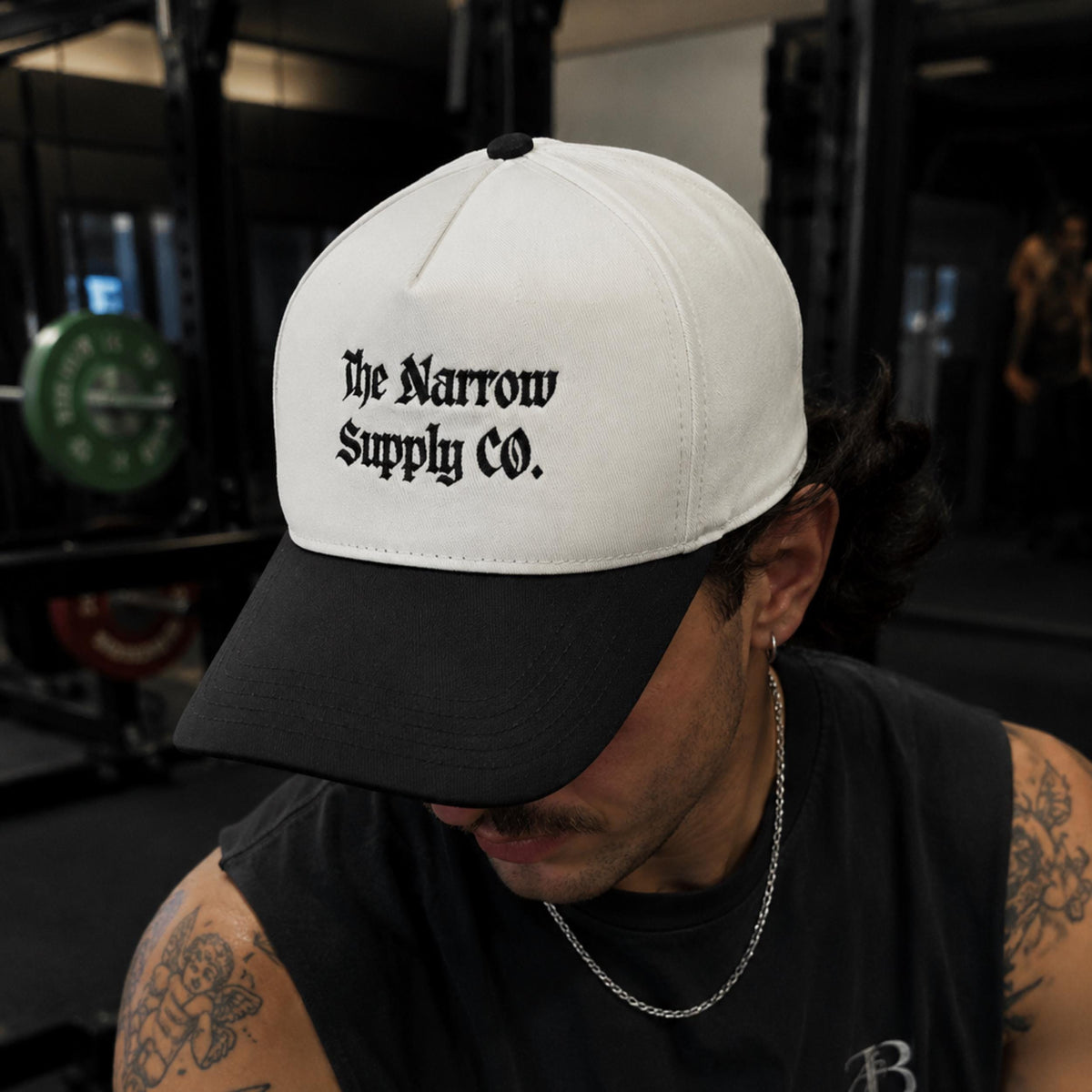 The Narrow Supply Co. Cap | Two-Tone Trucker Hat, Gothic Logo